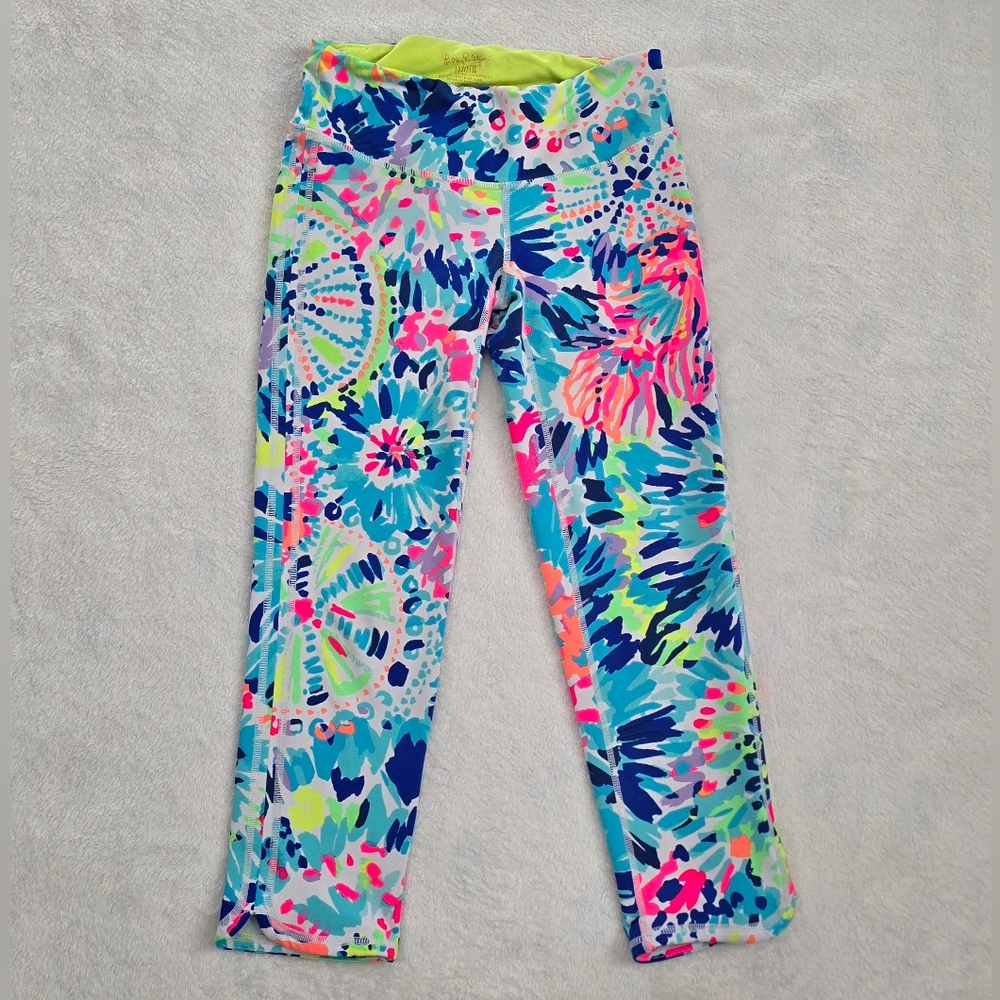 Lilly Pulitzer Luxletic Leggings Multi Dive Weekender Cropped Activewear Size XS